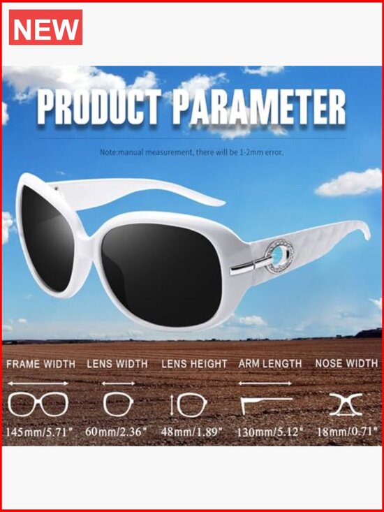 Large Rectangle Polarized UV Protection Sunglasses with Rhinestones main image 7